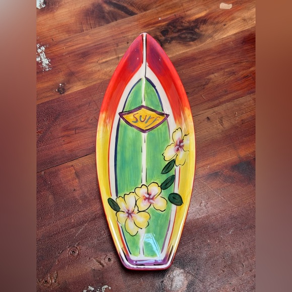 NIB Clay Art Surf's Up set of 4 different surfboard bowls each hand painted - Picture 6 of 14